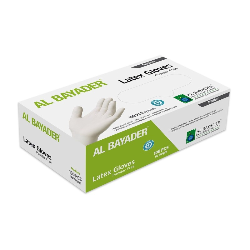 Al Bayader disposable latex gloves, 100-piece box