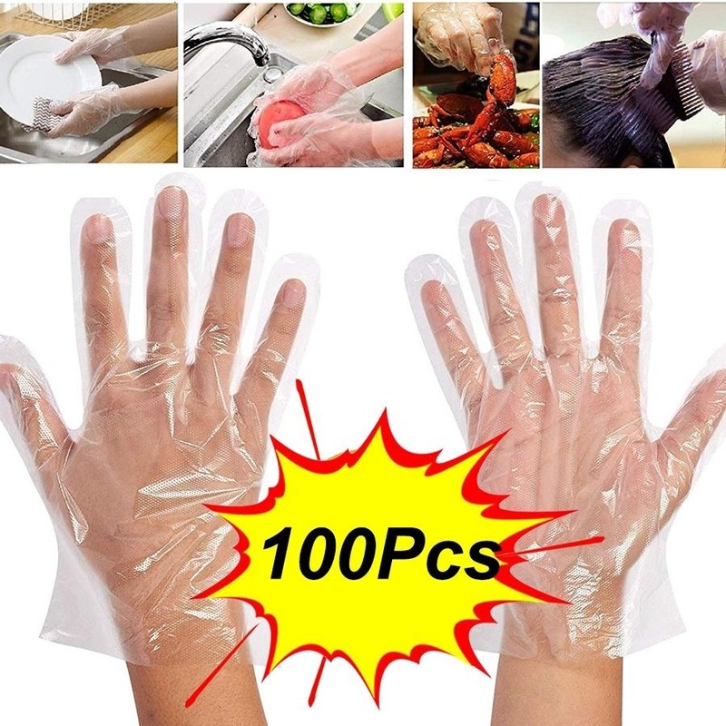 Glove Disposable Plastic, 100PRS/PKT